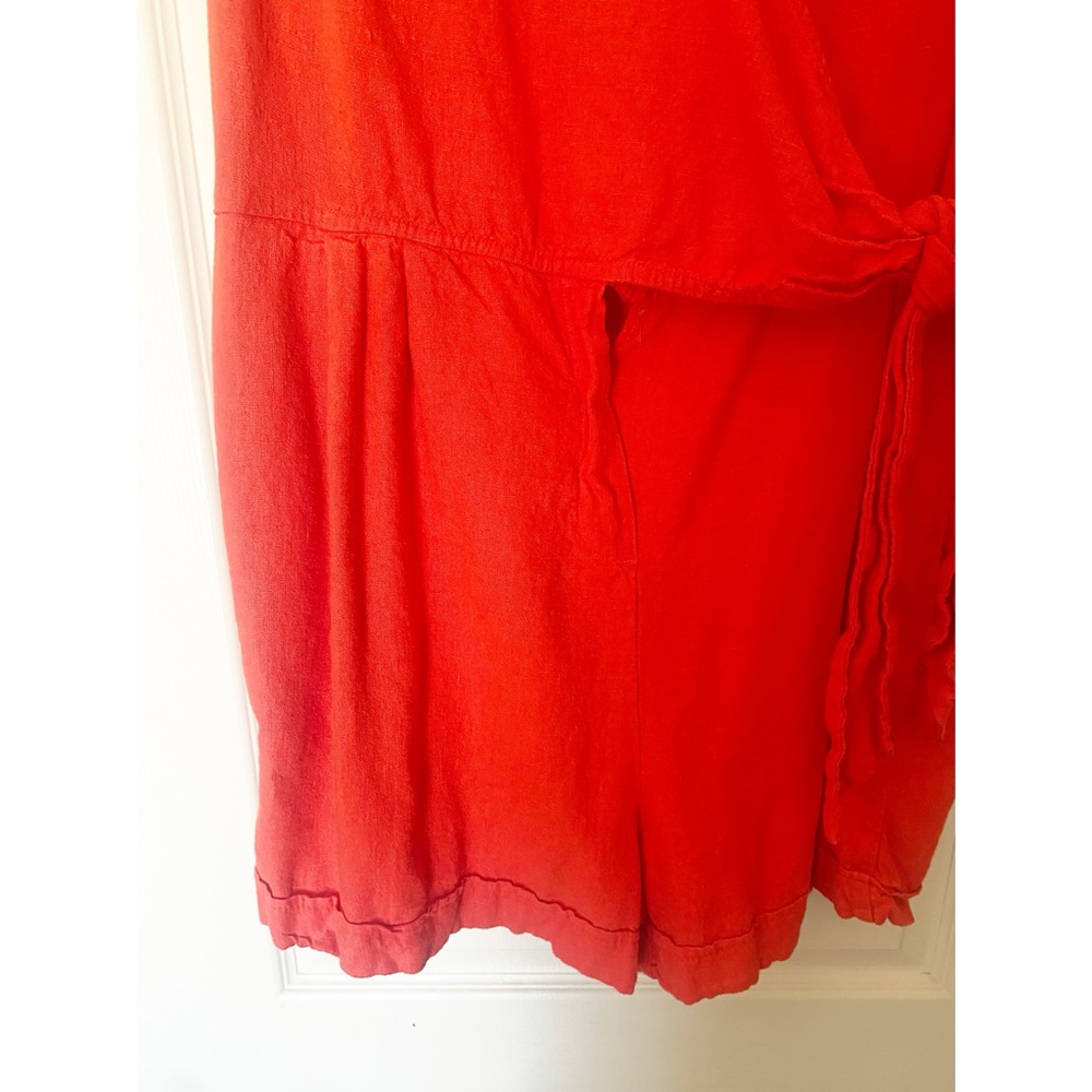 A New Day Orange Linen-Rayon Wrap Romper Dress XL - Picture 4 of 8